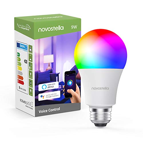 Novostella Ampoule LED Wifi Connectée Intelligente RGB+2700K-6000K Dimmable Blanc chaud/Froid, Lampe Multicolore E27 9W 810LM Equivalent de 75W, Compatible avec Alexa, Echo, Google Home,1 Pack