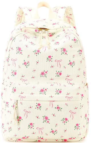 LEDAOU Mochila escolar para adolescentes e meninas, mochila leve para escola primária, ensino médio, bolsa para laptop, mochila de viagem, Laço rosa e preto, Large, Mochila