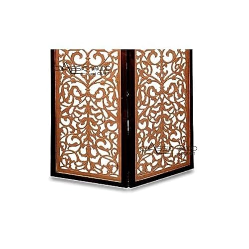 Image of Classic Wood and Craft Wooden Room Divider Partition for Living Room, Privacy Partition, Partition Wall, Divider for Makeup Studio /Office (4 Panels - Full Intricated Frame)