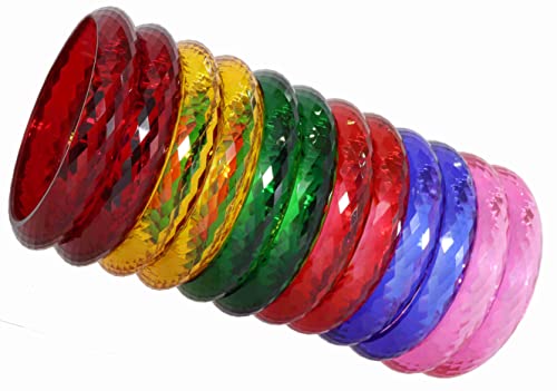 Image of NMII Acrylic (Plastic) Kada With Diamond Cut Pattern Glossy Finished For Women & Girls | Kangan For Girls | Kada Set For Women | Wedding, Party & Gift