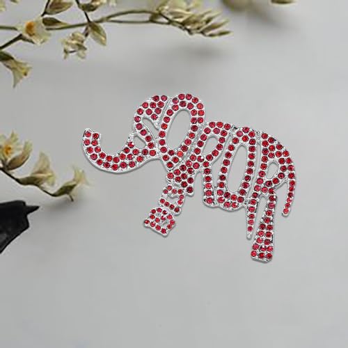 Image of Elegant Soror Womenhood Gifts Red Soror 1913 Elephant Pin Fortitude Delta Sorority Broach Greek Letter Jewelry