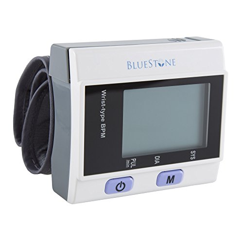 Automatic Wrist Blood Pressure Monitor - Pulse Measuring Machine with Digital LCD Screen, Adjustable Wrist Cuff, and Storage Case by Bluestone (White)