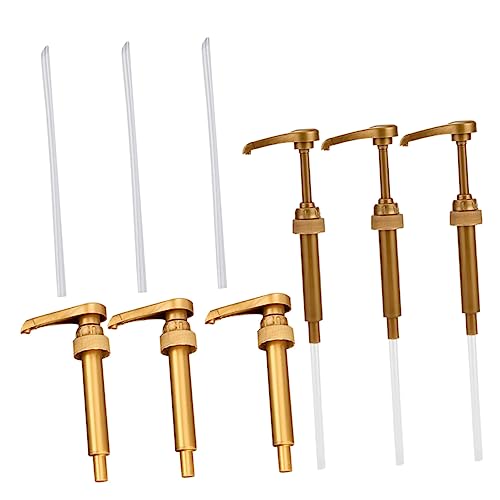 FRCOLOR Plastic Syrup Pumps for Bottles 6pcs Lotion Shampoo Pump Long Tube Easy to Use Suitable for Kitchen