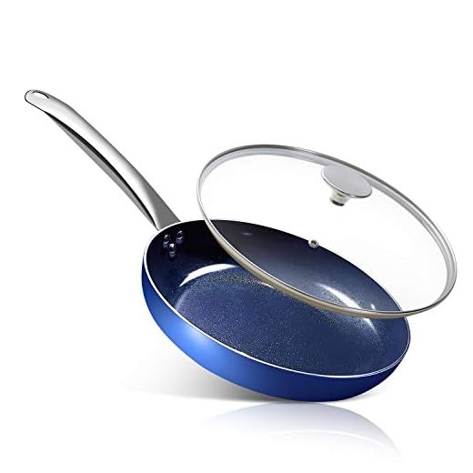 8 Inch Frying Pan Nonstick with Lid, Nonstick Pan with Lid, Small Frying Pan with Lid, Non Stick Frying Pan with Diamond Coating, Ceramic Frying Pan Nonstick, Small Skillet Nonstick, Blue