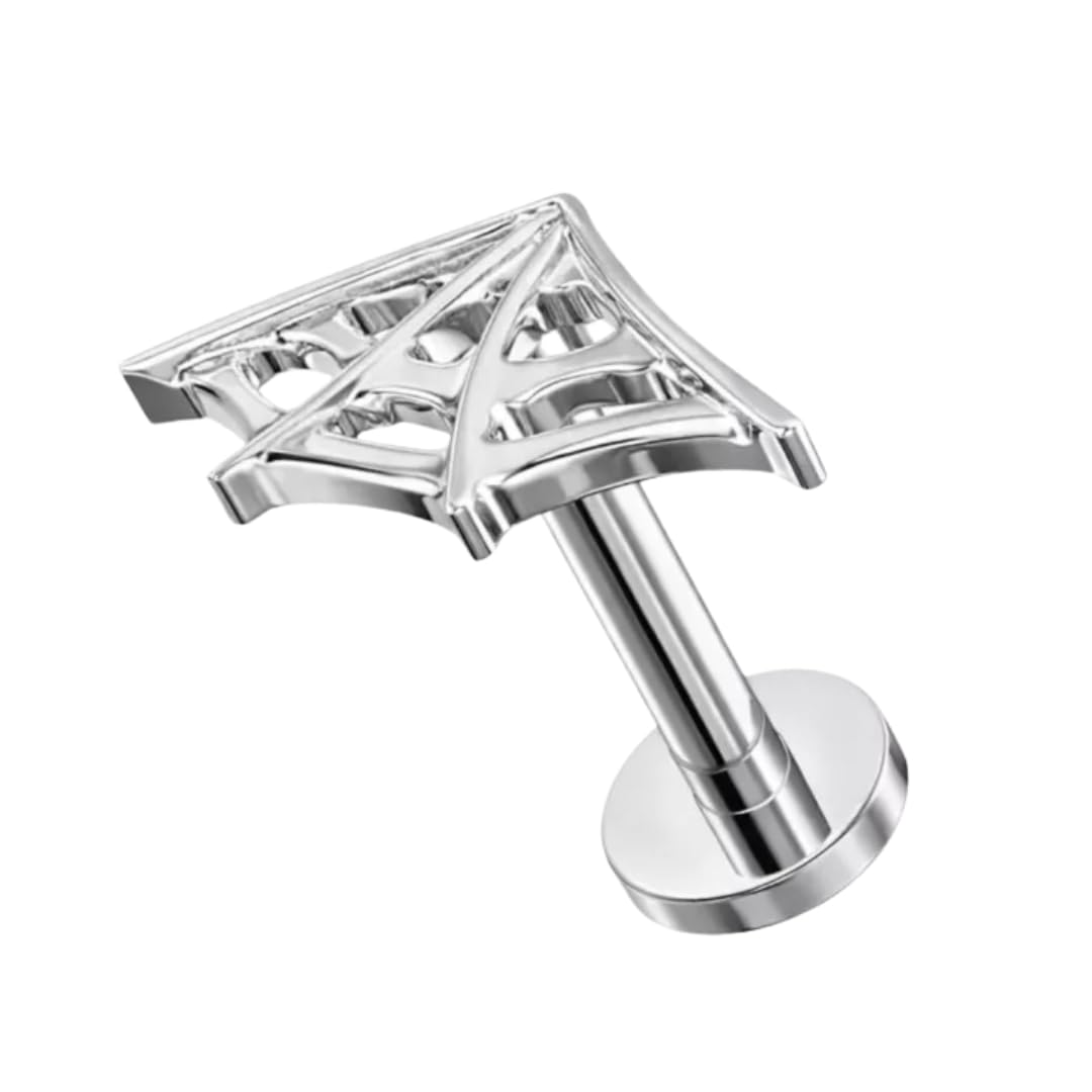 G23 Titanium Spiderweb Wing Threadless Pin Tragus Top with Flat Back Labret, 16G 1.2mm, 6mm/8mm, 4mm Base, Push Fit Cartilage Helix Tragus Conch Piercing Jewellery, Single Piece-image-39