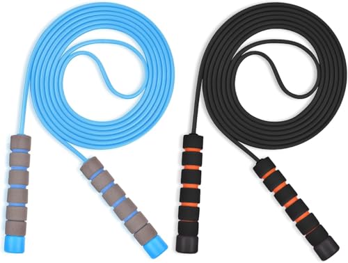 EJRUP 2PC Corde à Sauter Enfant,Corde a Sauter Reglable avec poignées en mousse, 300cm Corde à Sauter,pour Plein air des Exercices de Combustion Graisses de...