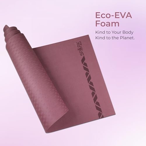 Image of Nivia Spark EVA Yoga Mat for Men & Women, 4 mm with Carry strap, Anti Skid, Exercise Mat for Home Workout, Foldable yoga mat, For Gym Exercise /Fitness (Wine)