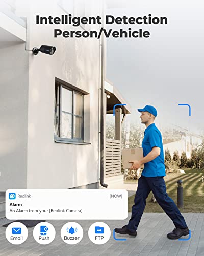 Image of REOLINK 8CH 5MP PoE Security Camera System, 4pcs 5MP Wired PoE IP Cameras Outdoor with Person /Pet /Vehicle Detection, 4K 8CH NVR with 2TB HDD for 24-7 Recording, RLK8-410B4-5MP Black