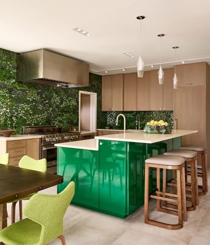 Image of ONETON Glossy Green Contact Paper Decorative Self Adhesive Counter Top Peel and Stick Wallpaper for Kitchen Cabinets Shelf Drawer Liner Desk Dresser (DRK Green Glossy WP, 12x80 inch)