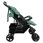 vidaXL Geschwisterwagen Klappbares Design Zwillingswagen Kinderwagen Baby Kinder Buggy Zwillingsbuggy Kinderbuggy Reisebuggy Grün Stahl