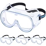 TICONN Anti-Fog Safety Goggles, HD Clear Eye Protection, ANSI Z87.1 Lab Goggles for Chemistry, Industrial (4PK)
