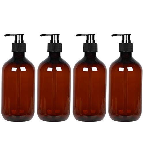 4 Pack 17oz 500ml Empty Amber Plastic Bottles with Pumps.BPA-FREE Pump Bottles for Cooking Sauces,Essential Oils,Lotions,Organic Beauty Products(6 Labels as gift) 4 Pack 17oz 500ml Empty Amber Plastic Bottles with Pumps.BPA-FREE Pump Bottles for Cooking Sauces,Essential Oils,Lotions,Organic Beauty Products(6 Labels as gift)