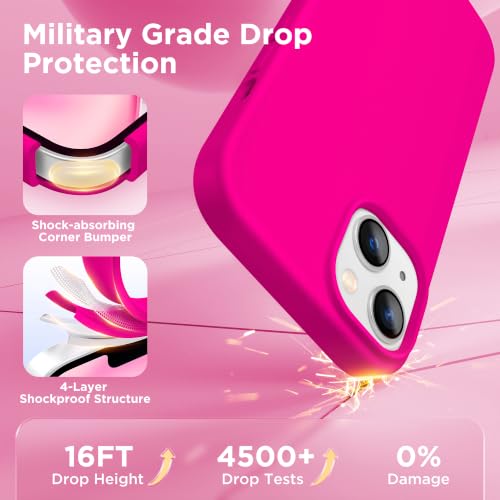 Image of GolbinBox Magnetic for iPhone 13 /14 Case, Silicone Cover, Neon Pink