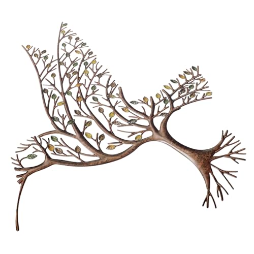 Lurrose Decoración de Pared Metal Colibrí con Rama Arte Mural Resistente para Interiores y Exteriores Ornamento para Hogar y Patio
