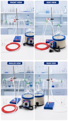 Image of ISKO Borosilicate glass Distillation Apparatus with Heating matnle and accesorries for Essential oil and Gomutra (5000 ML)