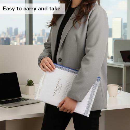 Image of EOOUT 24pcs Mesh Zipper Pouch Bags A4 Document Bag, 13.5x9 Inches, Plastic Zip File Folders, Puzzles, Board Game Storage for Organizing Office Home