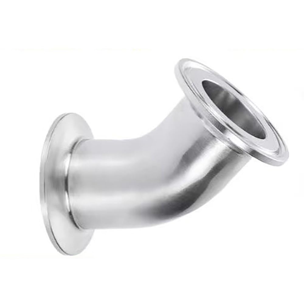 Codo 45° Tri Clamp SUS304 Acero Inoxidable Cervecería 1 Pieza | Superficie Pulida Lisa, Material Sanitario, Varios Diámetros, Conexión Hermética Sin Fugas(45mm x ferrule 64)
