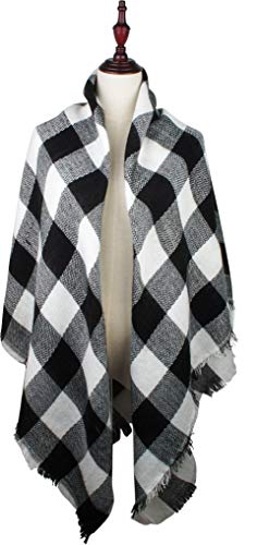 VIVIAN & VINCENT Fall Winter Scarf Classic Tassel Plaid Tartan Warm Soft Chunky Large Blanket Wrap Shawl Scarves for Women3