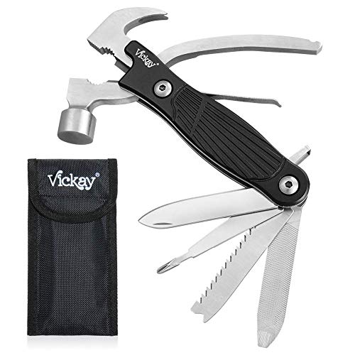 Vickay Pocket Knife Multitool 12 in 1 Multitool Knife Multi Tool for Men Multitool Hammer Outdoor Activities Orange