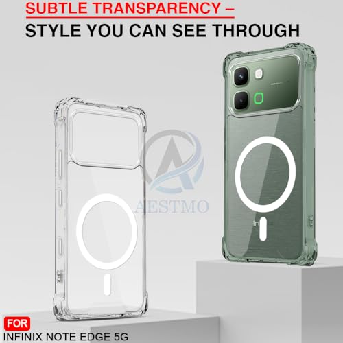 Image of AESTMO Clear Back Cover for Infinix Note Edge 5G | 360 Protection | Transparent Back Cover for Infinix Note Edge 5G (PC + TPU, Compatible with MagSafe Accessories, Transparent Bumper)