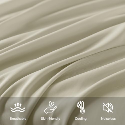 WhatsBedding Body Pillow Cover Cooling Fabric, Long Pillowcase Breathable & Skin-Friendly, Zipper Closure - Khaki (20x54 inch)