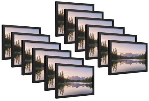 Image of 4x6 Inch Wooden Photo Frame | Fits 4x6 Photos | 0.5 mm Unbreakable Acrylic Front | Wall & Tabletop Display | Lightweight Gallery Style Frame for Home & Office (12, Classic Black)