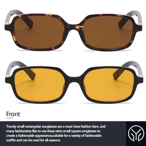 Retro Rectangular Sunglasses for Women Men Trendy Small Square Sun Glasses 90s Vintage Shades2