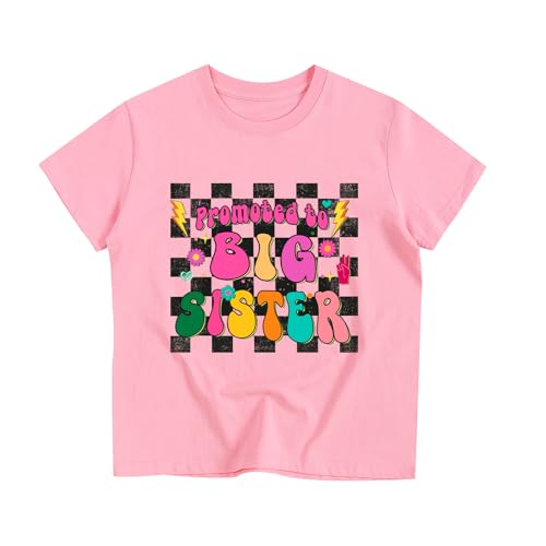Image of Toddler Girl Big Sister Shirt Pregnancy Announcement T-Shirts Cotton Short Sleeve Tees 2-10 Years