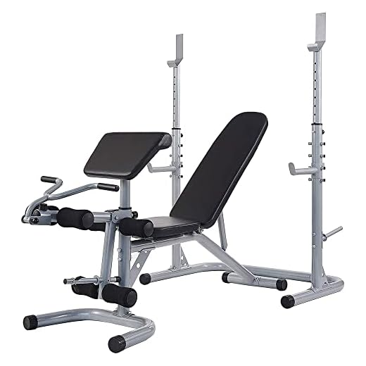 BalanceFrom RS 60 Multifunctional Workout Station Adjustable Olympic Workout Bench with Squat Rack, Leg Extension, Preacher Curl, and Weight Storage, 800-Pound Capacity
