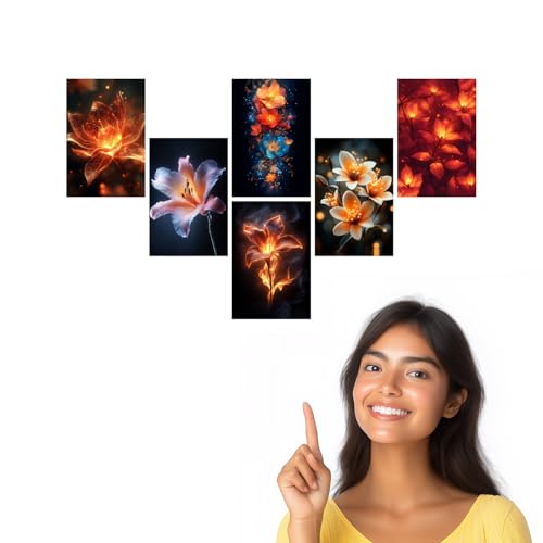 Image of SiddArtify Floral Wall Art Poster Print Set - Modern Flower Prints for Living Room Bedroom Office Decor - Set of 2-4x6 Inch - Board (Pack of 6) - Sticker (Pack of 6)