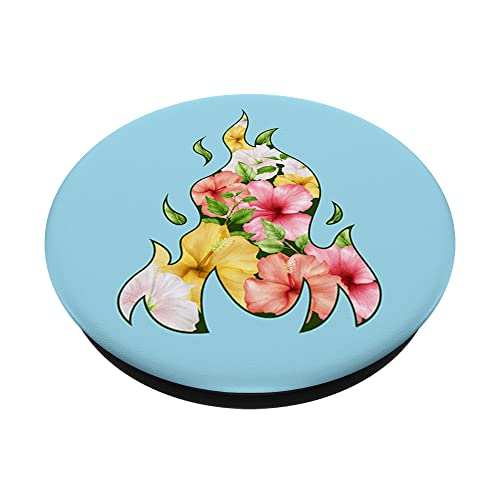 Coconut Girl Aesthetic Hibiscus Flame PopSockets Swappable PopGrip, Black - Image 2