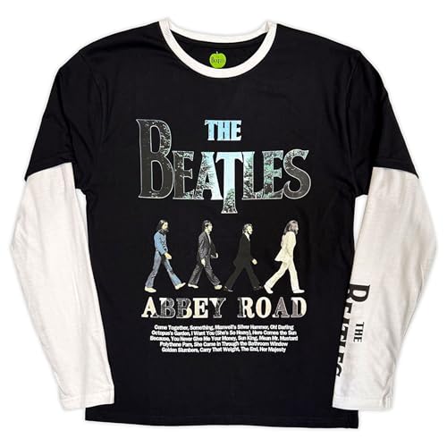 The Beatles Abbey Road Infill Layered Long Sleeve T Shirt - Les Beatles, Paul McCartney, John Lennon, RIngo Starr, George Harrison The Beatles Abbey Road Infill Layered Long Sleeve T Shirt
