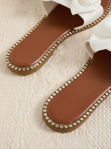 GORGLITTER Women's Bow Sandals Sparkly Flat Sandals Open Toe Slip On Slide Vacation Sandals3