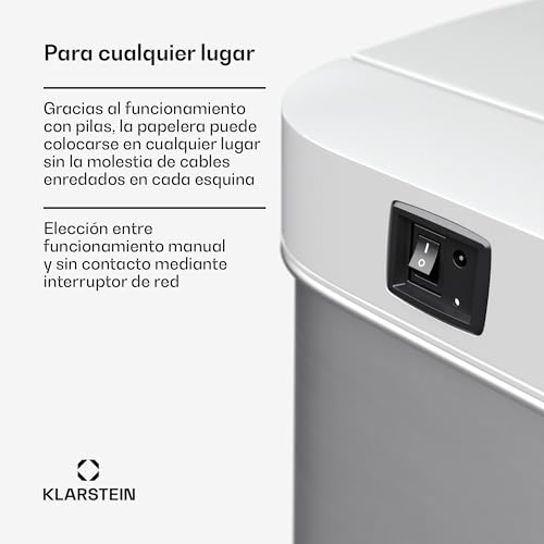 Miniatura 6 de Klarstein Cubo De Basura Cocina Con Sensor - 56l, 3 Compartimentos Para Reciclaje, Acero Inoxidable, Cierre Suave, Papelera Cocina Sin Contacto
