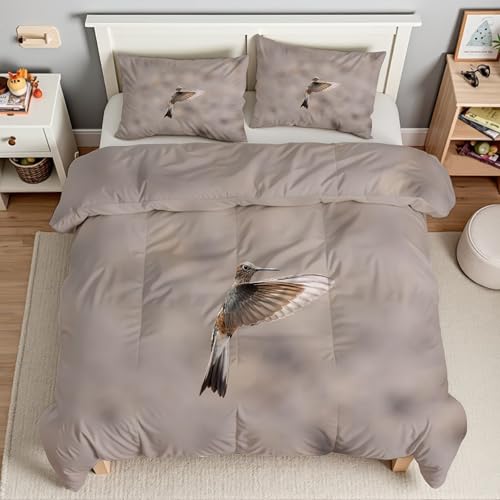 Piumino Matrimoniale Prato Trapunte Colibrì Piumone Imbottito Resistente Lavabile, Super Morbida Trapunta, piumini 240x260 cm in Microfibra Reversibile e 2 Federa 50x80 cmT2616