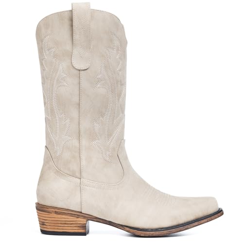 Image of Cowboy Boots for Women, Cowgirl Boots with Embroidered and Chunky Heel, Ideal for Daily Wear and Country Fashion