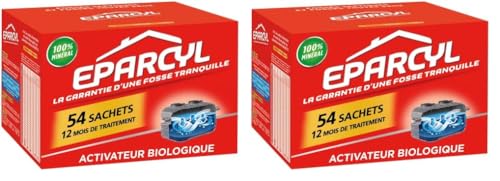 Eparcyl – 54 Sachets (12 mois de traitement) Activateur Biologique pour Fosses Septiques – Entretien Fosses Septiques (Lot de 2)