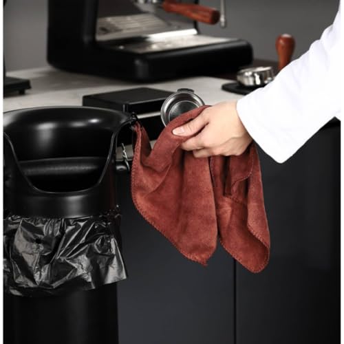 Image of Commercial Coffee Grounds Waste Bin Tall Coffee Knock Box Cylindrical Espresso Knock Bin Countertop for Baristas, Cafe Owners, Pubs, Black White Line