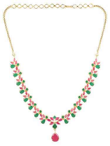 Image of Swasti Jewels Gold Plated CZ Necklace and Earrings Set for Women