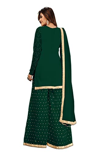 Image of TRENDMALLS Women's Cotton Embroidery Kurta Sharara Suit Set