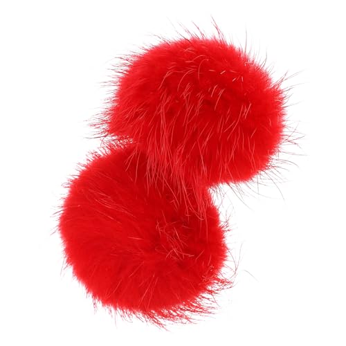 MERRYHAPY Pompones de Piel Sintética Suaves 2 Piezas para Manualidades y Accesorios de Pelo en Color Rojo Brillante, Ideales para Gorros y Decoraciones Festivas