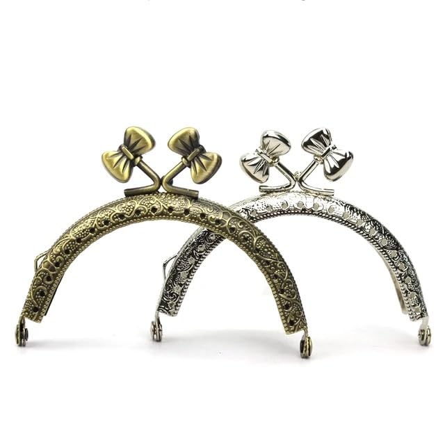 Metalowe zapięcia do torebek, 10 sztuk 8,5 cm 3" Antyczny brąz Srebrny Kiss Zapięcie Uchwyt DIY Torby Sprzęt Akcesoria Kiss Zapięcie Lockv(Mix Color)