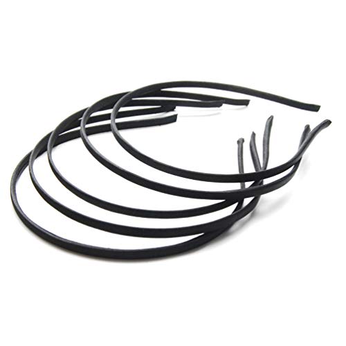 Luxxii (5 Pack) 0.25" Black Cotton Wrapped Alice Hairband for Kids Girls Teens Headbands