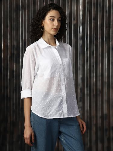 Image of HIGH Star Oversized Cotton Shirt for Women | Stylish Tops for Women | Comfortable and Trendy Casual Shirt