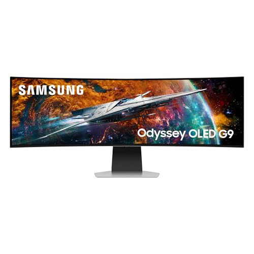 Samsung Ecran PC Odyssey OLED G9 240Hz, 0.03ms, Dalle OLED 1800R, Résolution 5120 x 1440, 1 000 000 : 1,32:9, FreeSync Premium Pro, Compatble G-Sync,Smart, HDMI, DisplayPort, USB-C, Pied ajustable