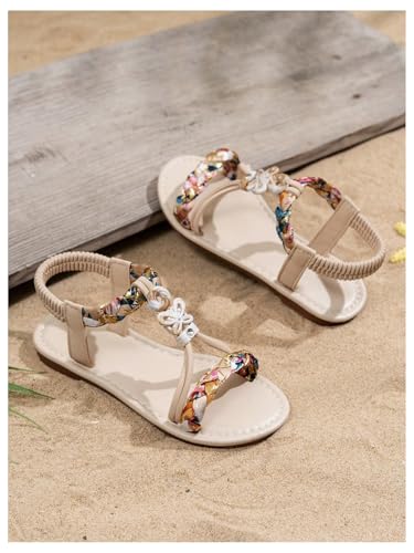 GORGLITTER Girl's Braided Boho Flats Open Toe Ankle Strap Cute Slide Sandals Summer Vacation Shoes4