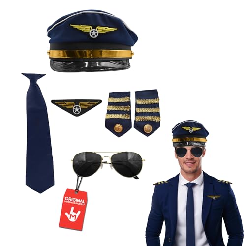 Morph Pilot Hat, Pilot Uniform with Epaulettes, Pilots Costume Accessories Men, Pilots Aviator...