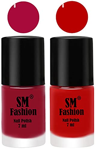 Image of Long Lasting Nail Polish | Nail Paint Combo 7 ml Each) - Set of 2 Raspberry-Red