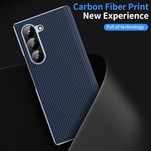 Image of TechTrendz Electroplated Carbonn Fiber Pattern Case for Samsung Galaxy Z Fold 6 Phone with Built-in Tempared Glass Cover with Hinge Protection Compatible with Z Fold 6 5G (Black)
