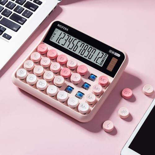 Image of Desk Calculator, 12 Digit Large LCD Display, Big Buttons, Ergonomic 15 Tilt, Real Mechanical Keypad, Desktop Calculator for Office and Study